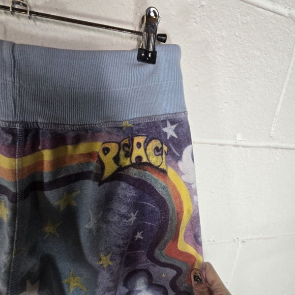 Vtg Lucky Brand Wide Leg Peace Love Printed Sweatpants Rare Htf - Picture 6 of 12